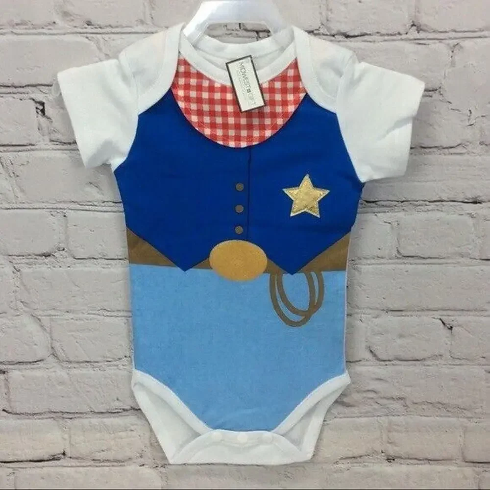 Midwest Gift Cowboy Creeper Western Rodeo Infant One Piece Snap Closure 0/6 mo.
